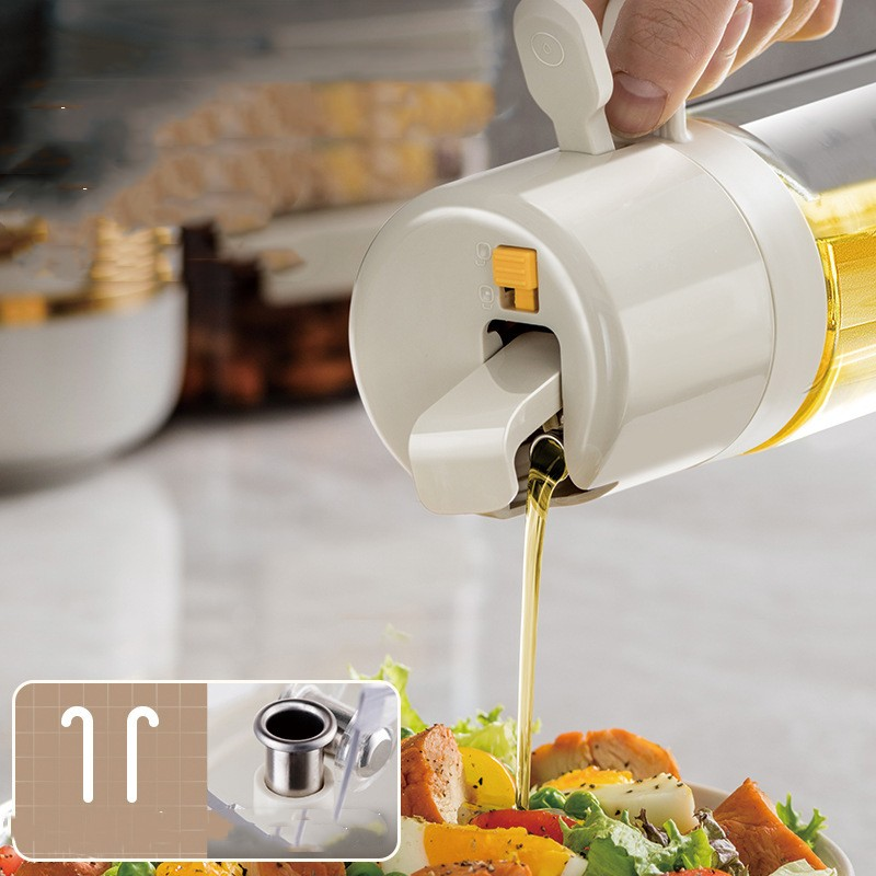 2-in-1 Oil Sprayer & Dispenser Bottle – 550ml Glass Cooking Oil Mister