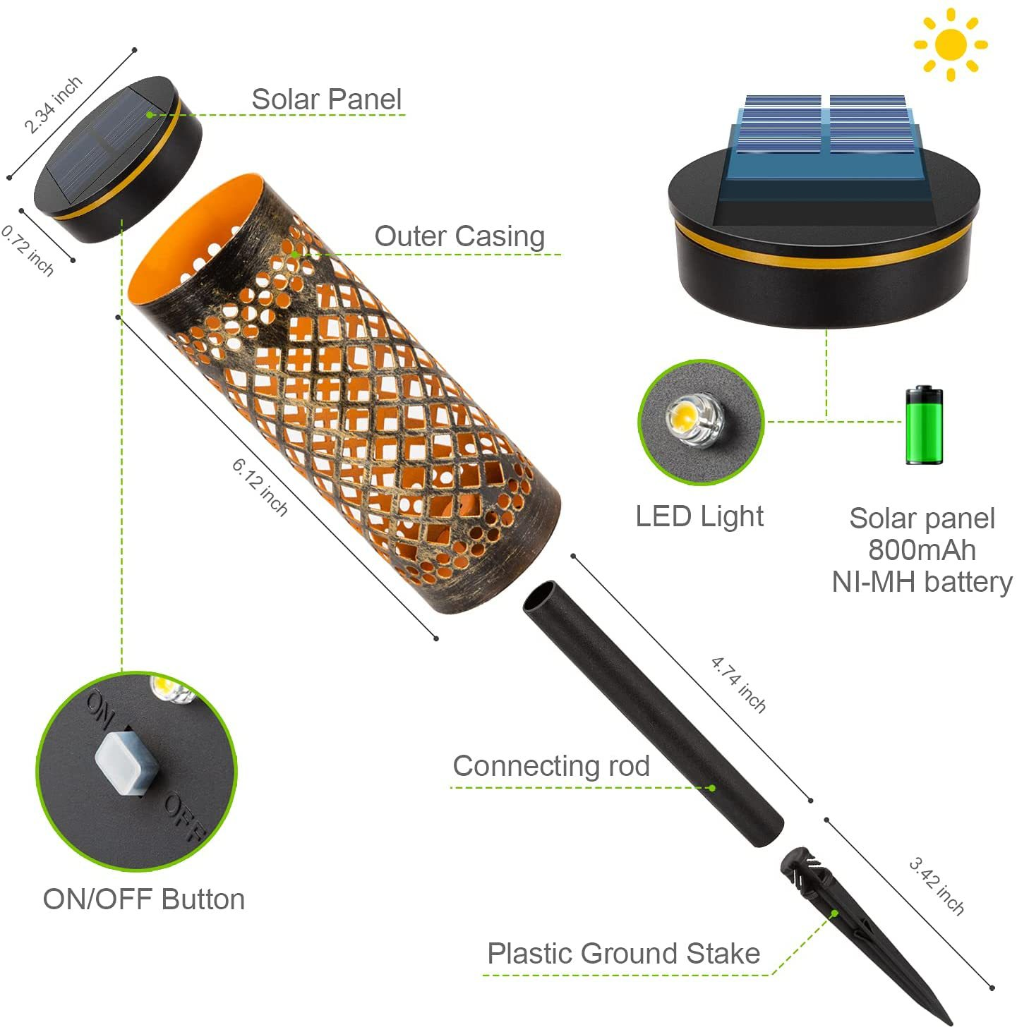 Solar Garden Lantern – Waterproof Metal Outdoor Lawn & Courtyard Decorative Light