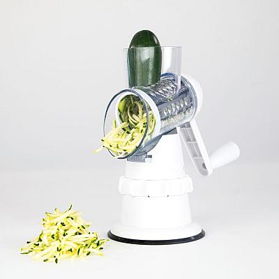 3-in-1 Manual Vegetable Slicer – Rotary Grater, Shredder & Cutter with Suction Base 2