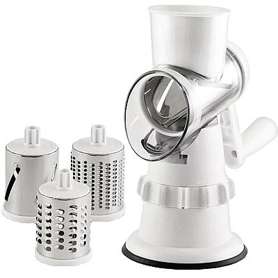 3-in-1 Manual Vegetable Slicer – Rotary Grater, Shredder & Cutter with Suction Base 4