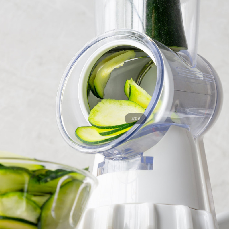 3-in-1 Manual Vegetable Slicer – Rotary Grater, Shredder & Cutter with Suction Base