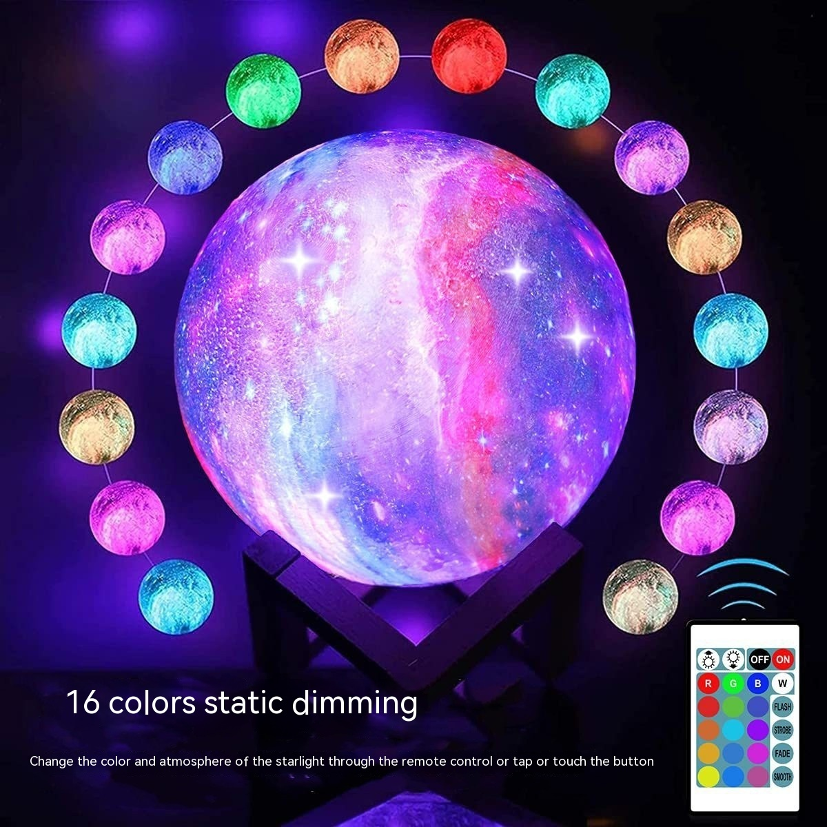 3D Moon Galaxy Lamp – LED Color-Changing Night Light with Touch & Remote Control