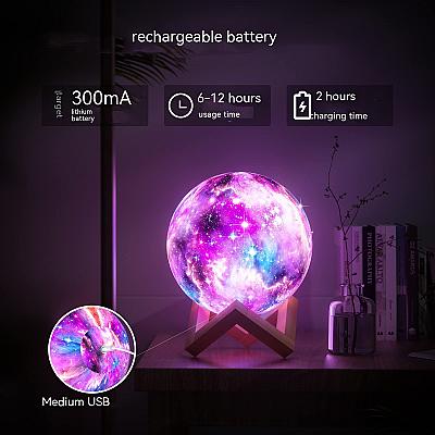 3D Moon Galaxy Lamp – LED Color-Changing Night Light with Touch & Remote Control 3