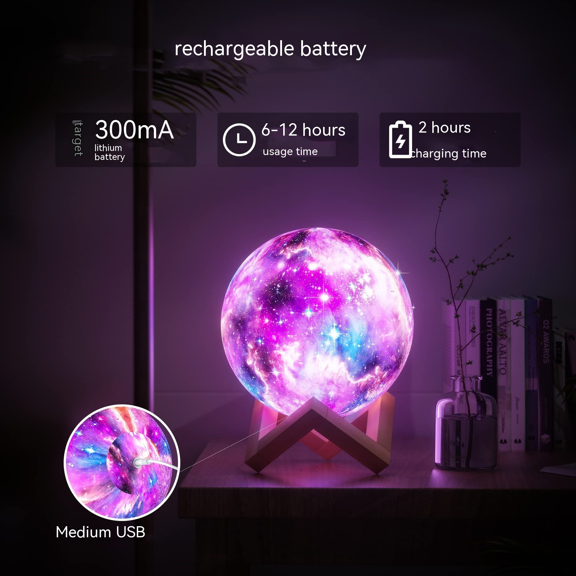 3D Moon Galaxy Lamp – LED Color-Changing Night Light with Touch & Remote Control