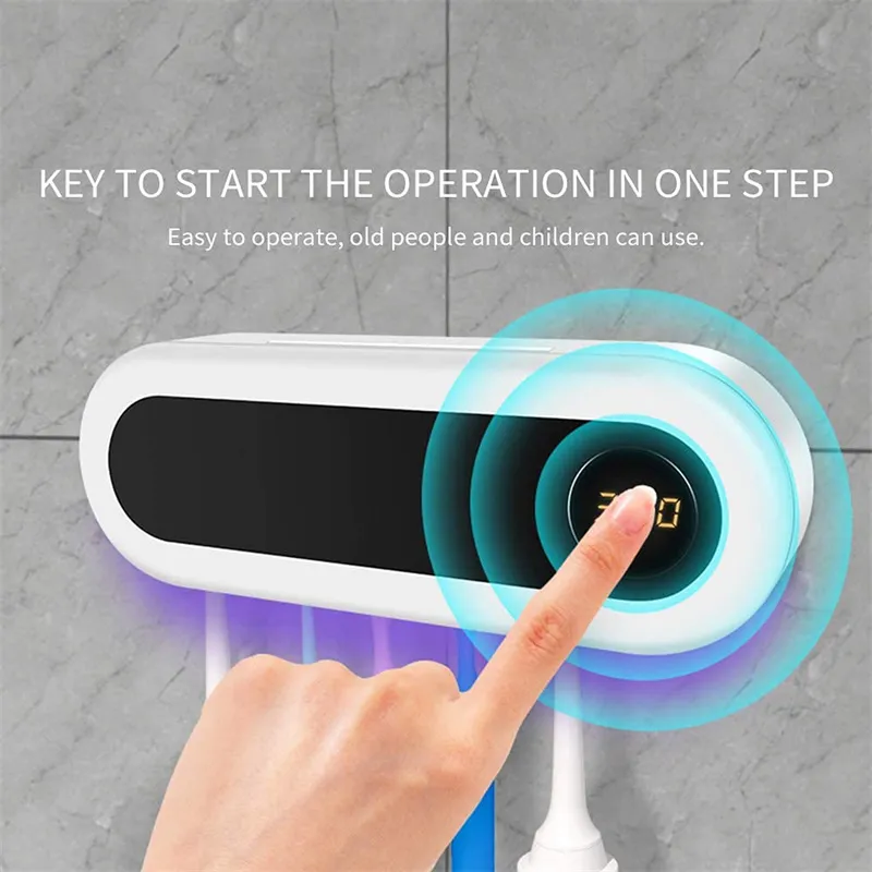 Smart UV Toothbrush Sterilizer Holder – Wall-Mounted Toothbrush Organizer with Digital Display
