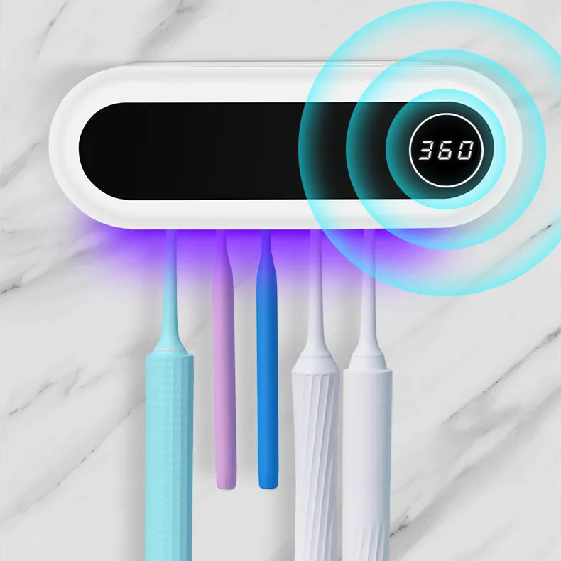 Smart UV Toothbrush Sterilizer Holder – Wall-Mounted Toothbrush Organizer with Digital Display
