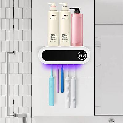 Smart UV Toothbrush Sterilizer Holder – Wall-Mounted Toothbrush Organizer with Digital Display 4