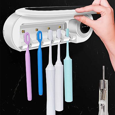 Smart UV Toothbrush Sterilizer Holder – Wall-Mounted Toothbrush Organizer with Digital Display 7