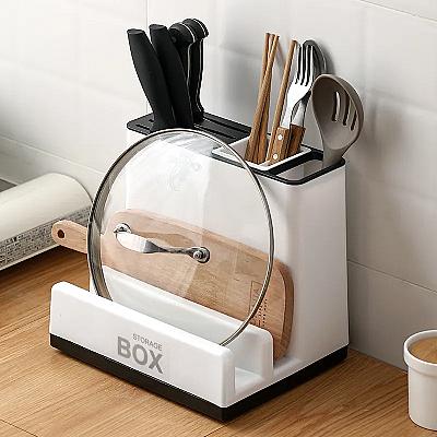 Kitchen Utensil Organizer – Plastic Tableware Storage Rack for Cabinets & Countertops 3